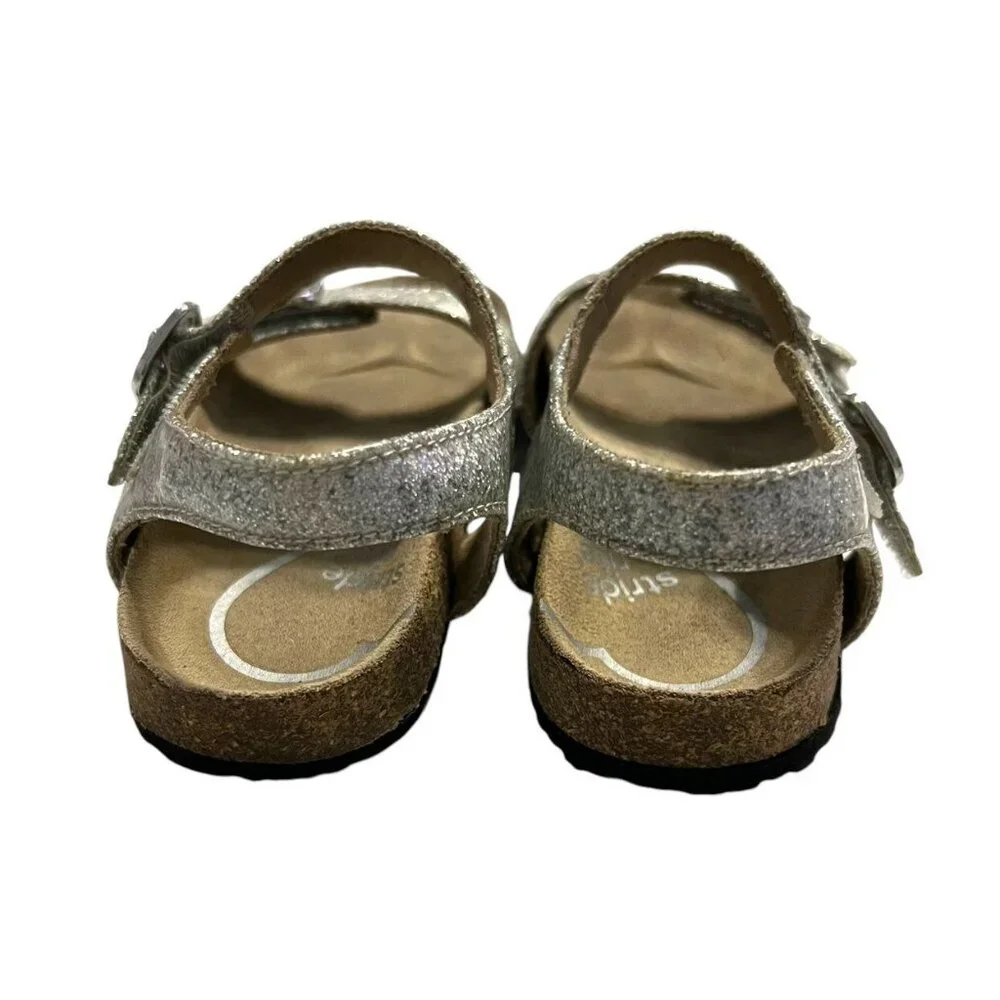 Stride Rite Sz 8.5 Silver Sparkle Zuly Buckle Sandals